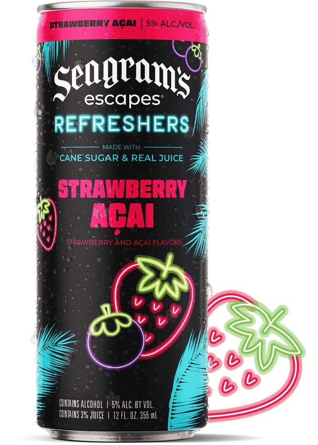 A can of Strawberry Açai Seagram's Refreshers